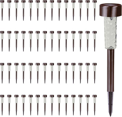 Crosslight Solar Powered Pathway Lights (56 Pack) - Stainless Steel Outdoor White LED Lights, Waterproof for Garden, Yard, Patio, Lawn, Walkway - Decorative Ground Stake Lighting | Bronze