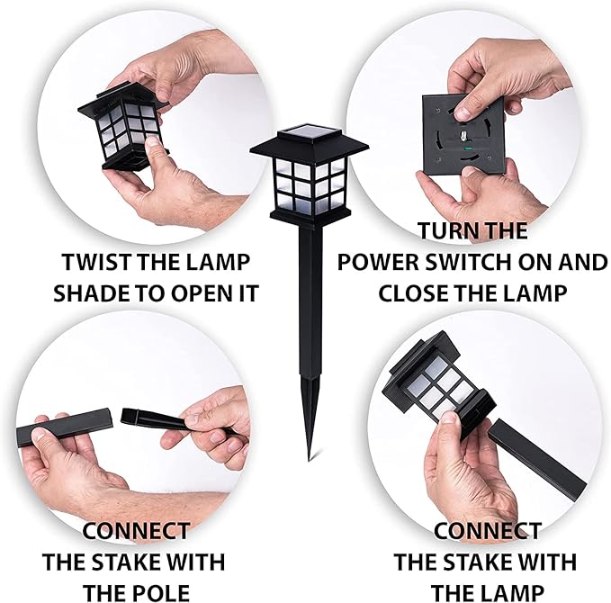 ZONETECH Outdoor Solar Powered Light –Six Pack Bright Premium Quality Rain-Proof Walkway Path Patio Yard Lawn Garden Lamp (6 Pieces)