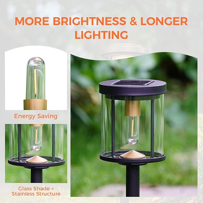 Solar Yard 4-Pack Solar Pathway Lights Outdoor, Garden Path Lights Outside Waterproof, Solar Powered Landscape Light for Pathway, Porch, Walkway, Driveway