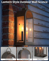 Outdoor Wall Light Fixtures, 2-Light Porch Lights Outdoor, Matte Bronze Exterior Waterproof Wall Sconce with Glass | Lumora