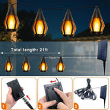 21Ft Solar String Lights Outdoor Waterproof Solar Powered Patio Lights with 10 Flickering Flame Light Bulbs Hanging | Lumora