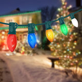 C7 LED Christmas Lights - 25FT Outdoor Multicolor String Lights, Vintage Hanging Decor for Roofline, Xmas Tree | Lumora