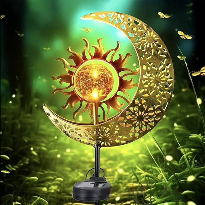 Solar Lighting Ground Plug Light Ornament IP65 and Star Shape Solar Stake Iron Texture for Garden Garden Pathway | Lumora