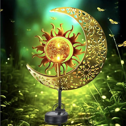 Solar Lighting Ground Plug Light Ornament IP65 and Star Shape Solar Stake Iron Texture for Garden Garden Pathway Lights