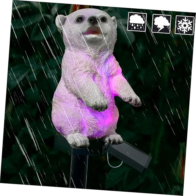 DOITOOL Solar LED Polar Bear Lawn Lamp Colorful Solar Powered Garden Light Outdoor Landscape Decorative Lighting for Pathway Trees Flowers