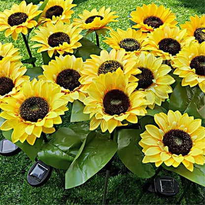 2 Pieces Sunflower Solar Light Single Head Lantern Solar Lights Simulation Sunflowers Outdoor Garden Lamp Suitable for Villa Park Courtyard (Pack of 2)