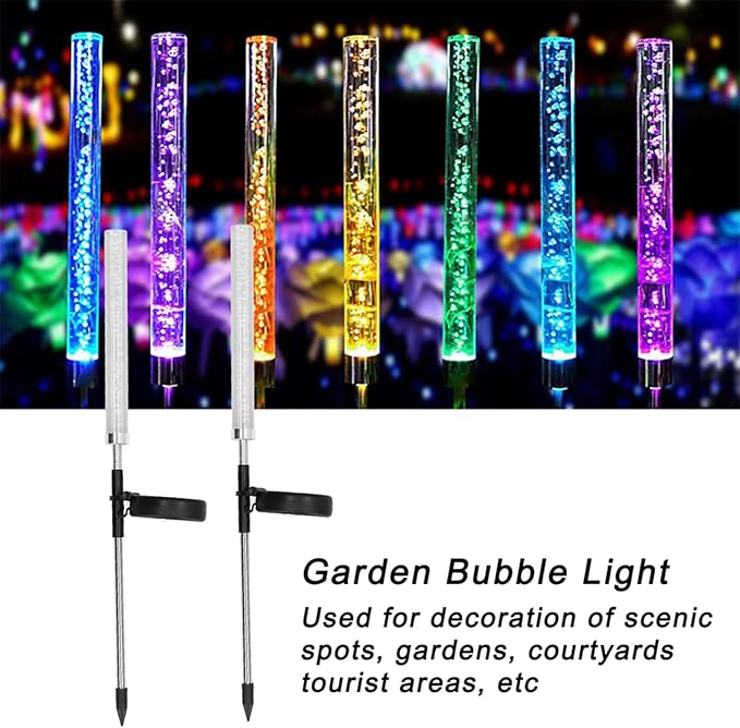 flexman 2Pcs Solar Landscape Light, Colorful Gradient Waterproof Decorative Outdoor Bubble Stick Lamp for Lighting Festivals, Scenic Spots, Gardens, Villa Communities