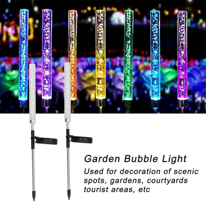 flexman 2Pcs Solar Landscape Light, Colorful Gradient Waterproof Decorative Outdoor Bubble Stick Lamp for Lighting Festivals, Scenic Spots, Gardens, Villa Communities