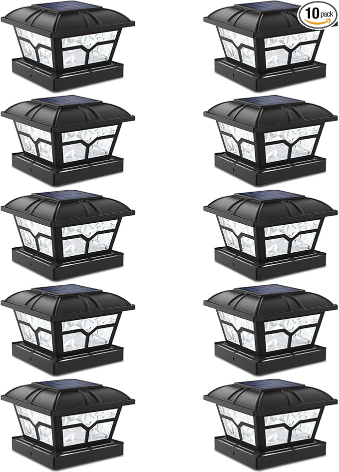 SIEDiNLAR Solar Post Cap Lights Outdoor 2 Color Modes 8 LEDs for 4x4 5x5 6x6 Wooden Vinyl Posts Fence Patio Deck | Lumora