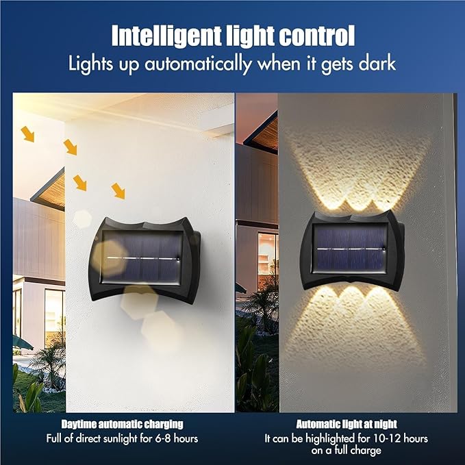 QUQUQ Solar Pathway Lights 4 Pack Solar Wall Lights Outdoor Fence Garden for Decoration Yard Patio Decor