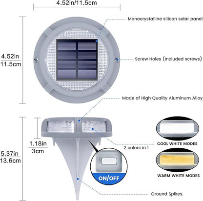 SIEDiNLAR Solar Deck Lights Outdoor 2 Modes 16 LEDs Dock Light Driveway Markers Solar Powered Waterproof for Ground Step Pathway Walkway Stair Garden Road Yard 12 Pack (Cool White/Warm White)