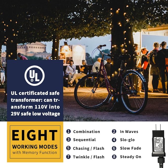 XTF2015 105ft 300 LED Christmas String Lights, End to End Plug 8 Modes Christmas Lights UL Certified Outdoor Indoor | Lumora
