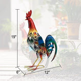 19 Inch Solar Rooster Statue, Metal Yard Art with Colorful Lights for Garden Lawn Outdoor Decoration Gifts | Lumora