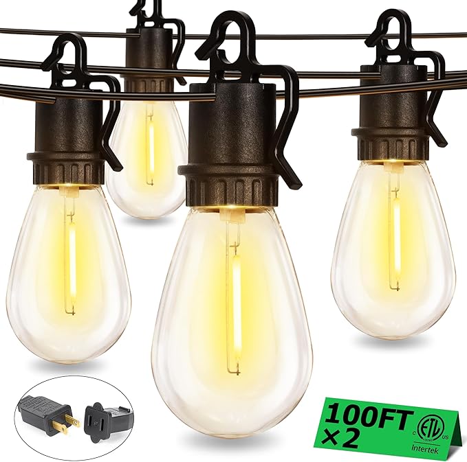 200FT Outdoor String Lights with 70 Shatterproof S14 Vintage Edison Bulbs E12 Sockets,2700K Dimmable Outdoor | Lumora