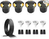 Gardenreet Landscape Well Lights Brass Kit(4 Pack) with MR16 Bulb & 100Feet Wire & Connectors, 12V AC/DC LED In | Lumora