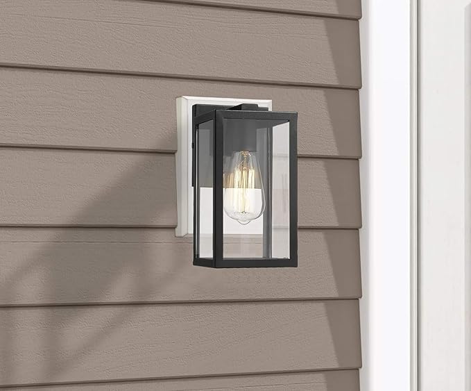 Bestshared Exterior Wall Light, Outdoor Wall Mount Lighting, 1-Light Outdoor Wall Sconce, Wall Lantern Fixture (Black, 3 Pack)