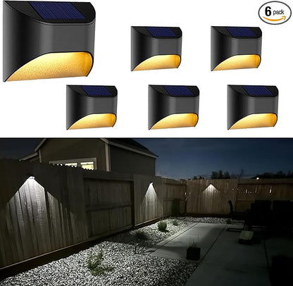 Solar Fence Lights，Deck｜Step ｜Stair Lights，Warm White/Daylight/Cool White Options for Yard Garden Sidewalk Pathway, Waterproof（6-Pack）