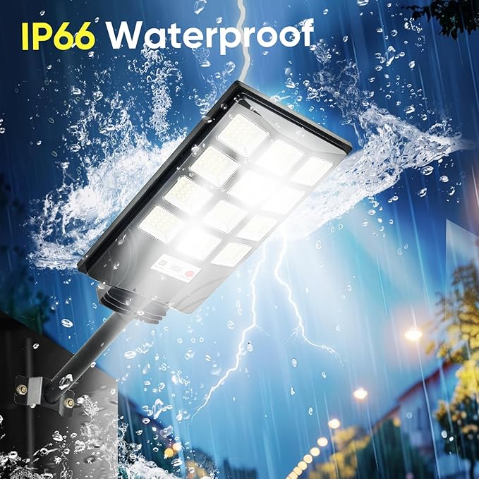 2pcs Solar Street Lights Outdoor Waterproof 600W 30000LM Solar Street Lights for Outside Parking Lot 192 5730LEDs Dusk to Dawn Solar Outdoor Lighting Motion Sensor Light for Garage Remote Control