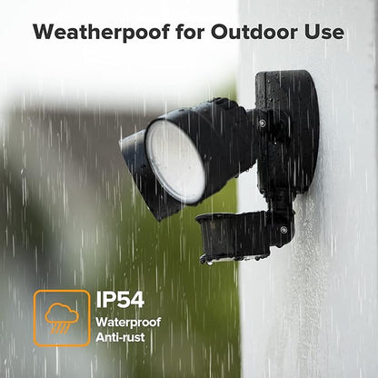 LUTEC Shrimp P6221B-PIR24 2000 Lumen 18 Watt 26 LED Motion Activated Integrated Dual-Head Floodlight Outdoor, IP54 Waterproof Exterior Security Wall Light for Patio, Garden, Yard-Black
