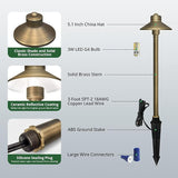 GKOLED Solid Brass Landscape Path Lights (5" Shade, 20" Tall), Low Voltage LED 3W 12-24V China Hat Path Lighting | Lumora