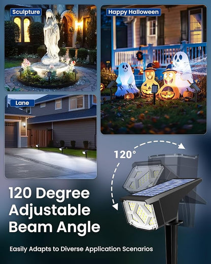 SOLPEX Solar Lights Outdoor Waterproof IP65, Landscape Spotlights Outdoor, Compact Design Spot Lights, Solar Powered Flood Lights for Garden Yard House Pathway Tree Outside, 12 Pack, Cool White
