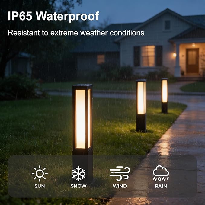 SkyGlow 26" Bollard Light, 12V/120V Aluminum LED IP65 Waterproof Outdoor Modern Landscape Path Lights 3000K Curb Appeal Hardwired for Garden Pathway Lawn Patio Courtyard Driveway Commercial