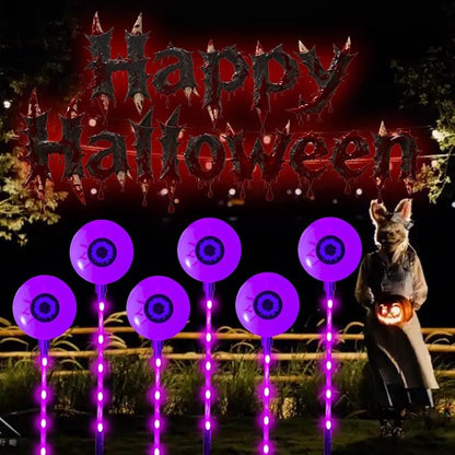 Solar Halloween Eyeball Pathway Lights, Halloween Eyeball Stake Lights Set of 8 Modes for Yard Lawn Patio Walkway Party Decor Purple