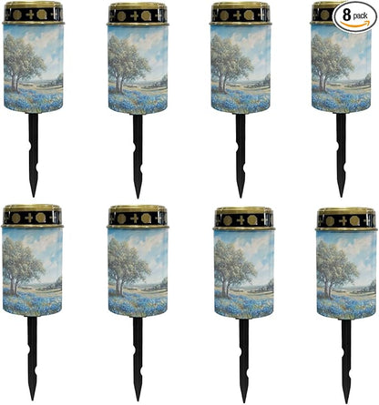 Blue Floral Solar Lights Outdoor Solar Garden Lights Pretty Stake Lights Pathway Decorative for Yard Patio Driveway Landscape Lighting Outdoor Lantern Wall Light Auto On/Off