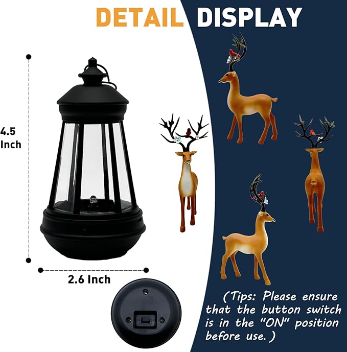 Solar Lantern Garden Statues Decor, 12" Outdoor Deer Figurine Lights for Yard Patio Decoration - Unique Christmas Housewarming Gift for Grandma Wowen Mom