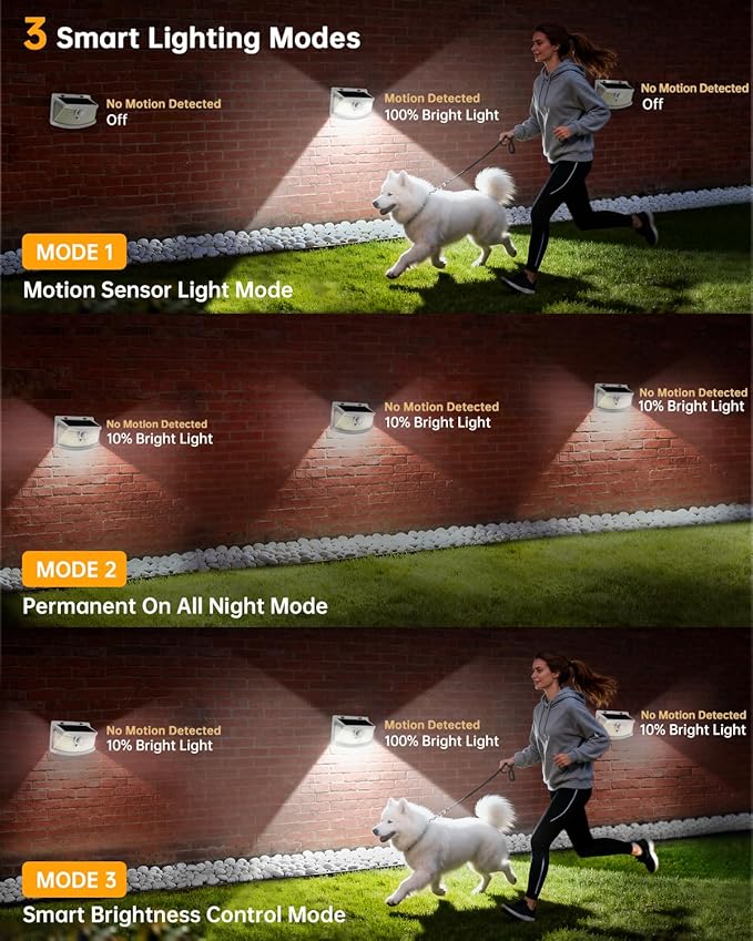 Aootek New Solar Motion Sensor Lights 120 LEDs with Lights Reflector,270° Wide Angle, IP65 - Outdoor Path Light | Lumora