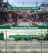 10Ft String Light Poles for Outside - 2 Pack Adjustable Metal Poles for Outdoor String Lights, Rustproof & Sturdy | Lumora