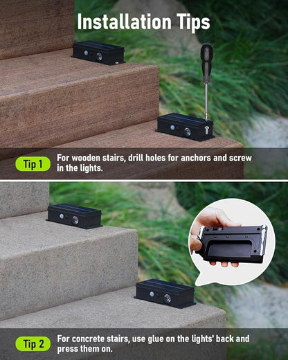Solar Step Lights for Outside Motion Sensor Solar Stair Light Outdoor Waterproof 5 Modes for Stair, Step, Deck, Walkway, Pathway Warm White 4 Pack