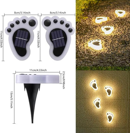 Solar Paw Print Lights, Cats and Dogs Animal Solar Lights, Outdoor Decorative Lights, Garden Lights Path Lights Walkway Lighting, Suitable for Terrace Yard Garden Path Lawn Yard 4 Pack (Style E)