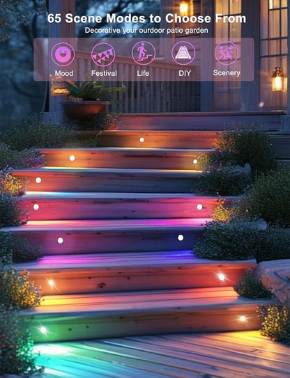 LED Deck Lights Kit 50 Pack, 1.22" Low Voltage WiFi RGBW+IC Multicolor Dynamic Recessed Deck Lighting Work with Alexa/Google Home, IP67 Waterproof 12V Step Lights Outdoor for Garden Yard Path Stairs