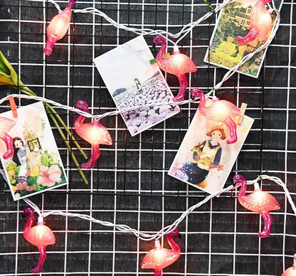 GOOTHY 8.5Ft Pink Flamingo String Lights, Summer Patio Outdoor String Lights with 10 Mini Flamingo Lights, Plug in Decorative Fairy Lights UL Listed for Bedroom Party Birthday Wedding Holiday Decor
