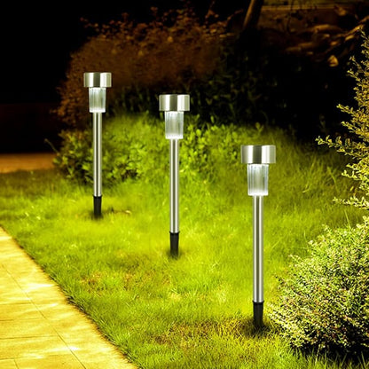 Homoyoyo 6pcs Solar Path Lights Outdoor Stainless Steel Solar Garden Lights White LED Yard Lighting for Patio Lawn Landscape Decoration
