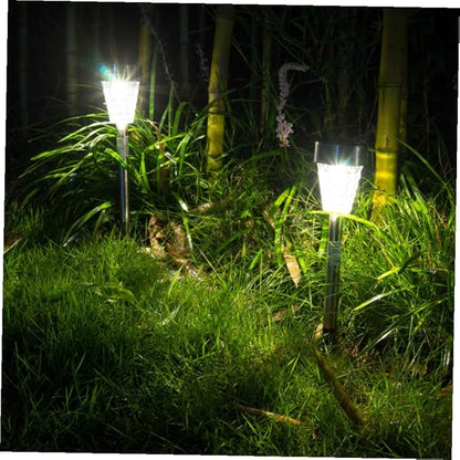 BESPORTBLE Solar Garden Path Light Outdoor Waterproof Stainless Steel Diamond Shape Lawn Inserting Ground Lamp LED Solar Patio Lighting