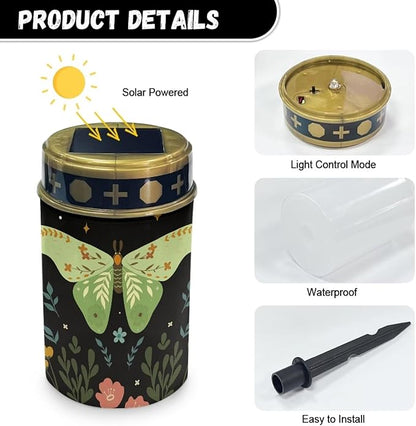 Generic Moth Print Solar Garden Light Solar Light Outdoor Decorative Solar Light Water Resistant Cemetery Solar Light Landscape Solar Light for Yard Lawn Pathway