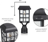 Kemeco ST4329Q-A Solar Post Light Squared Frame Exterior Waterproof Led Fixture for Outdoor Garden Street Post Pole | Lumora