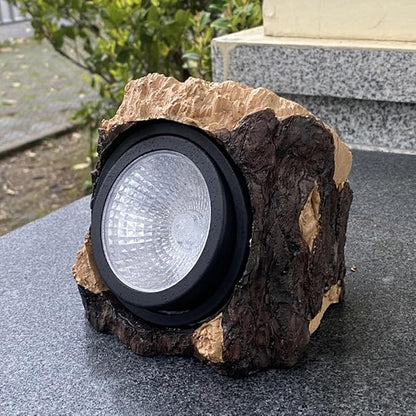 Kisangel Solar Yard Lights Solar Pathway Lights Resin Stump Shape Waterproof for Garden Lawn Walkway Patio Decor