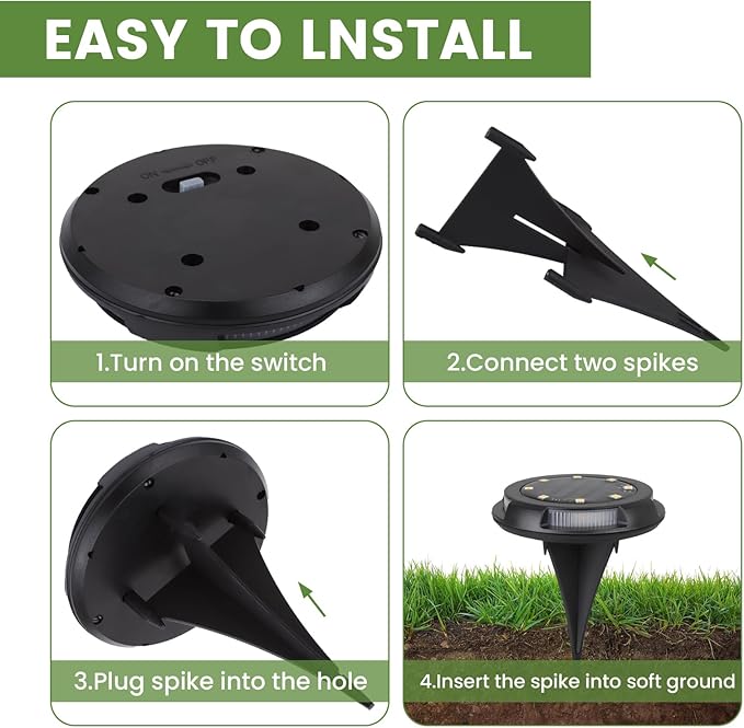 Solar Underground Outdoor Lights IP65 Waterproof, Rechargeable 500mAh NI-MH Battery LED Landscape Lighting, 0.2W | Lumora