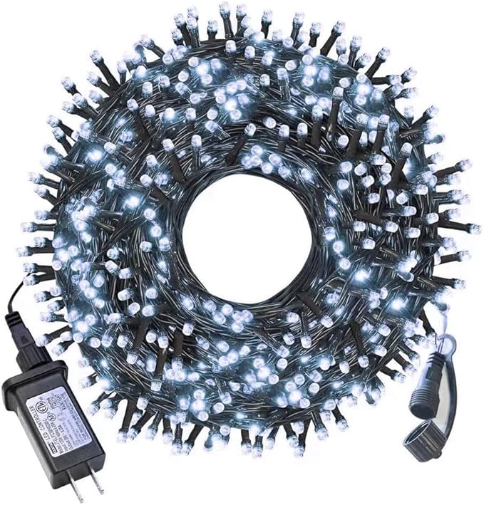 Christmas Lights Outdoor - 180FT 500 LED with 8 Modes, End-to-End Plug, UL Certified, Waterproof Fairy String Lights for Xmas Tree Decorations Garden Party (Cool White)
