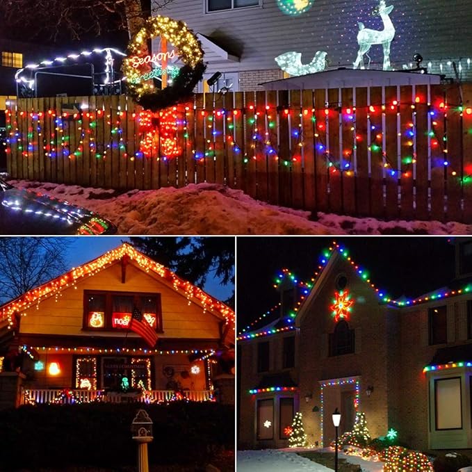 Brizled Colored Christmas Lights, 33ft 50 LED C9 Faceted Christmas Outdoor Lights, 120V UL Certified Tree Light, Connectable Xmas Roof Light for Christmas Tree Garden Yard Party Patio House Decor