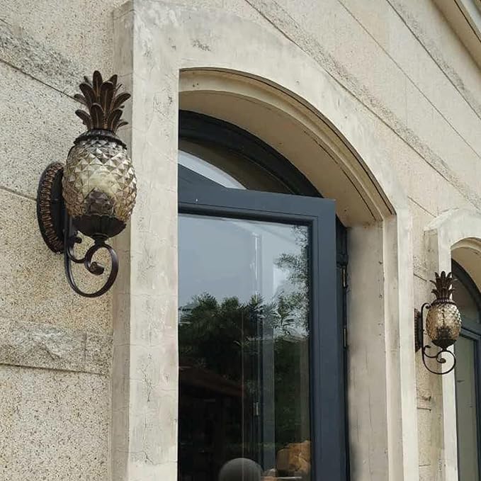 European Style Pine Wall Lamp,E14*3 Retro Crystal s Sconce, Outdoor Waterproof Mount,Exterior Light Fixtures for Porch,Garage,Front Doo Villa Garden Balcony