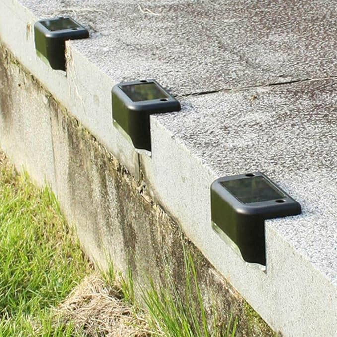 anso 4pcs LED Solar Deck Lights Waterproof Outdoor Gardens Pathway Lamps Fences Ladder Light (4pcs Black) | Lumora