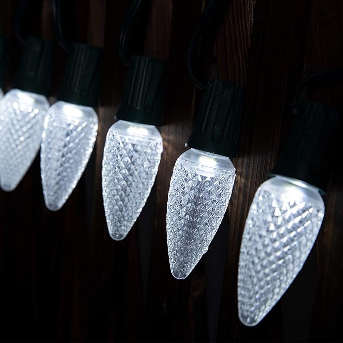 100 Feet C9 Christmas String Lights, Waterproof Commercia Led Outdoor Christmas Lights with 100 Strawberry C9 | Lumora