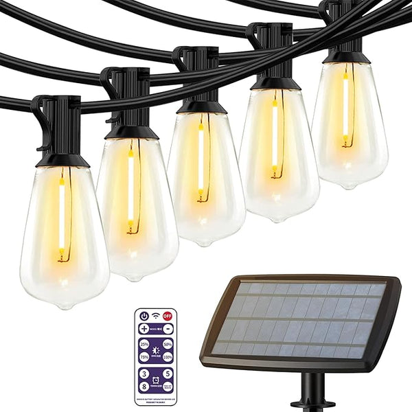 cjc Outdoor Solar String Lights Waterproof 25FT with 25 Shatterproof ST38 LED Bulbs, 2700K Solar Lights Outdoor | Lumora
