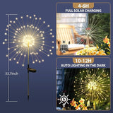 Outdoor Solar Garden Lights, 120 LEDs 8 Lighting Modes Waterproof Solar Fireworks Light Sparklers for Patio Walkway | Lumora