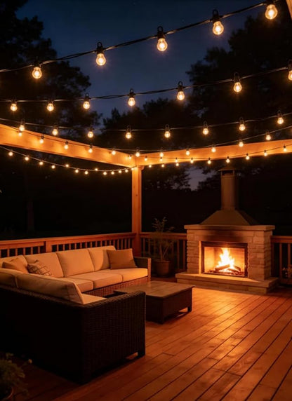 Outdoor String Lights ,150 FT Led Patio Globe Lights with Plastic Bulbs,Waterproof,Shatterproof,G40 Outdoor String Lights,Connectable Hanging for Backyard, Bistro, Porch, Deck, Balcony,Tent (150ft)