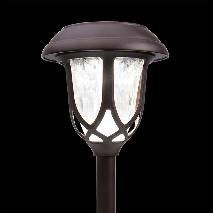 Alpine Corporation 17" Tall Super Bright High Lumen Outdoor Solar Powered Pathway Light Stakes, Bronze (Set of 2)